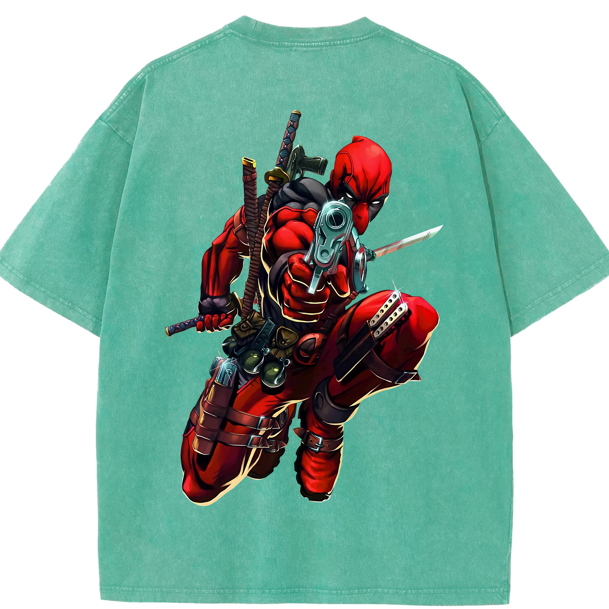 （画像用） Deadpool デッドプール 綿100% ヴィンテージ風 半袖Tシャツ（背面プリント）